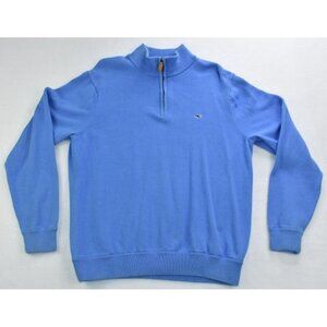 Vineyard Vines Sweater Men's Size M Blue 1/4 Zip Pullover Preppy -Flaws-